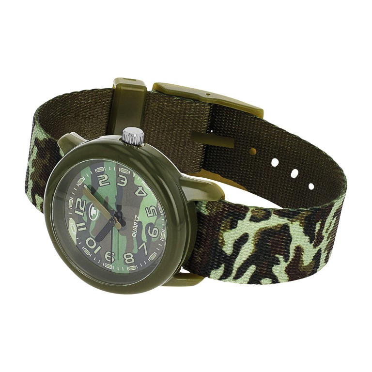Tom Tailor Kinder Armbanduhr 2100711 Textilband Camouflage grün