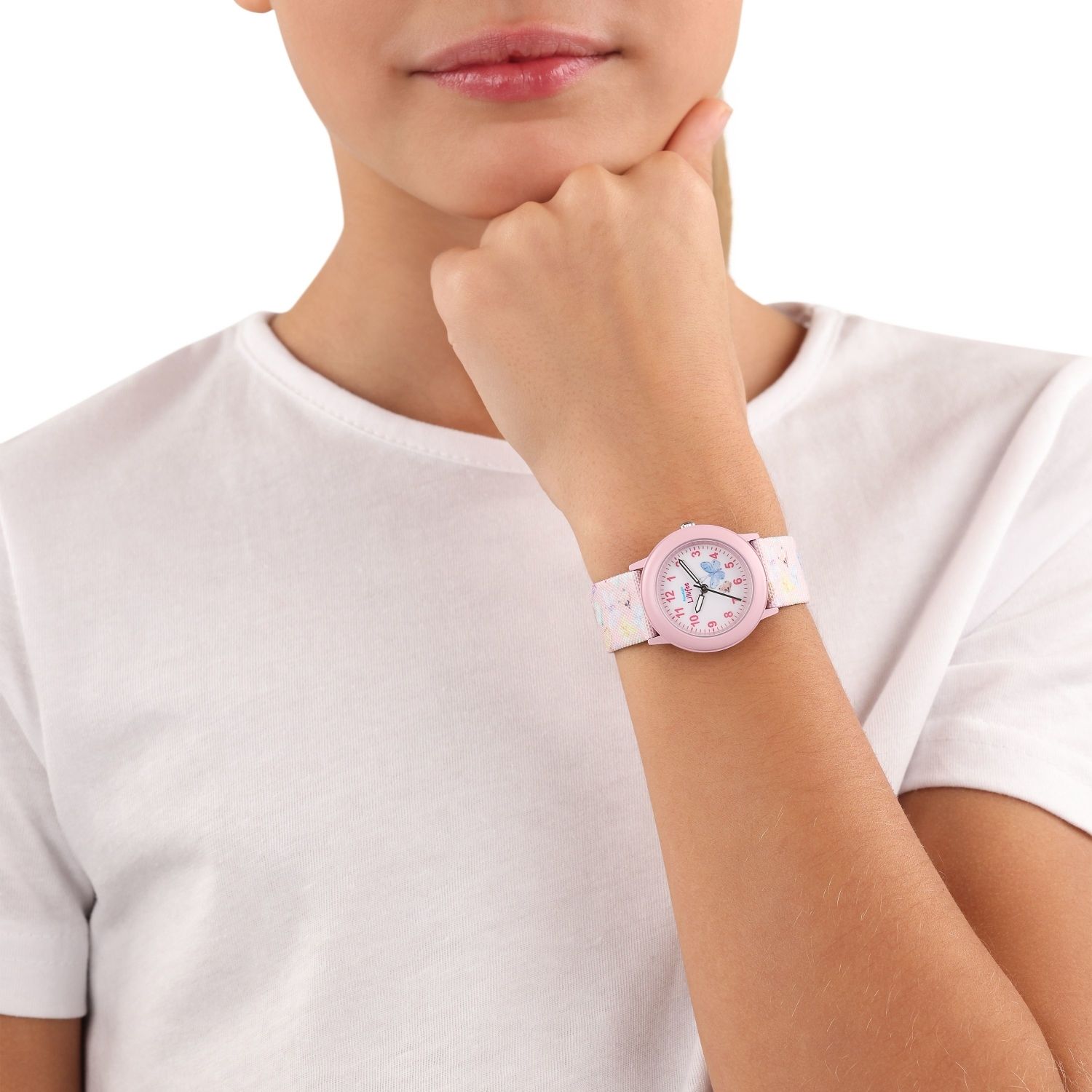 Prinzessin Lillifee Mädchen Armbanduhr 2037730 Textilband Schmetterlinge rosa