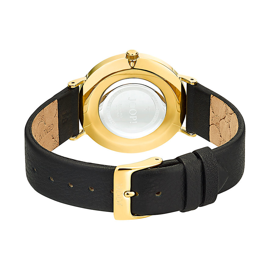 JOOP! Damen Armbanduhr 2028263 IP gelbgold Lederband schwarz