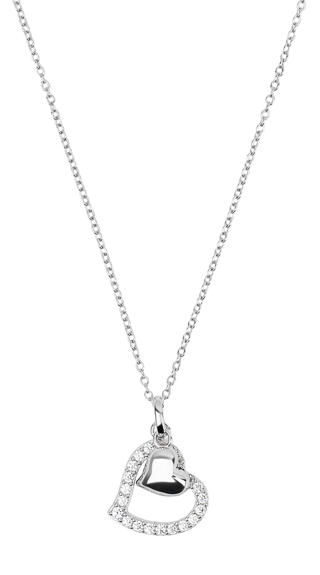 Tom Tailor Damen Halskette 2101277 mit Herz-Anhänger Silber 925 synth. Zirkonia