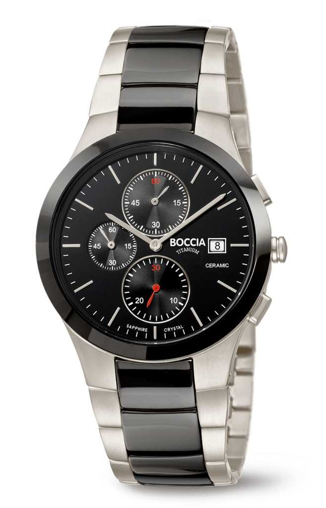 Boccia Herren Armbanduhr Chronograph 3748-01 Ceramic Titan