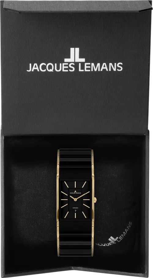 Jacques Lemans Armbanduhr Dublin 1-1939E Edelstahl IP Gold Keramik schwarz