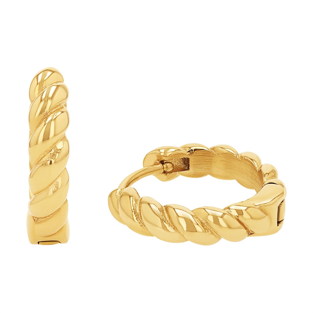 JOOP! Damen Creolen 2040534 Edelstahl gelbgold IP synt. Zirkonia lila