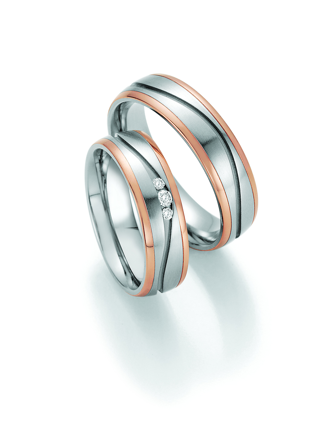 Eheringe Trauringe White Style Steel and Gold Sensation 585 Brilliant 88-60170 / 88-60180