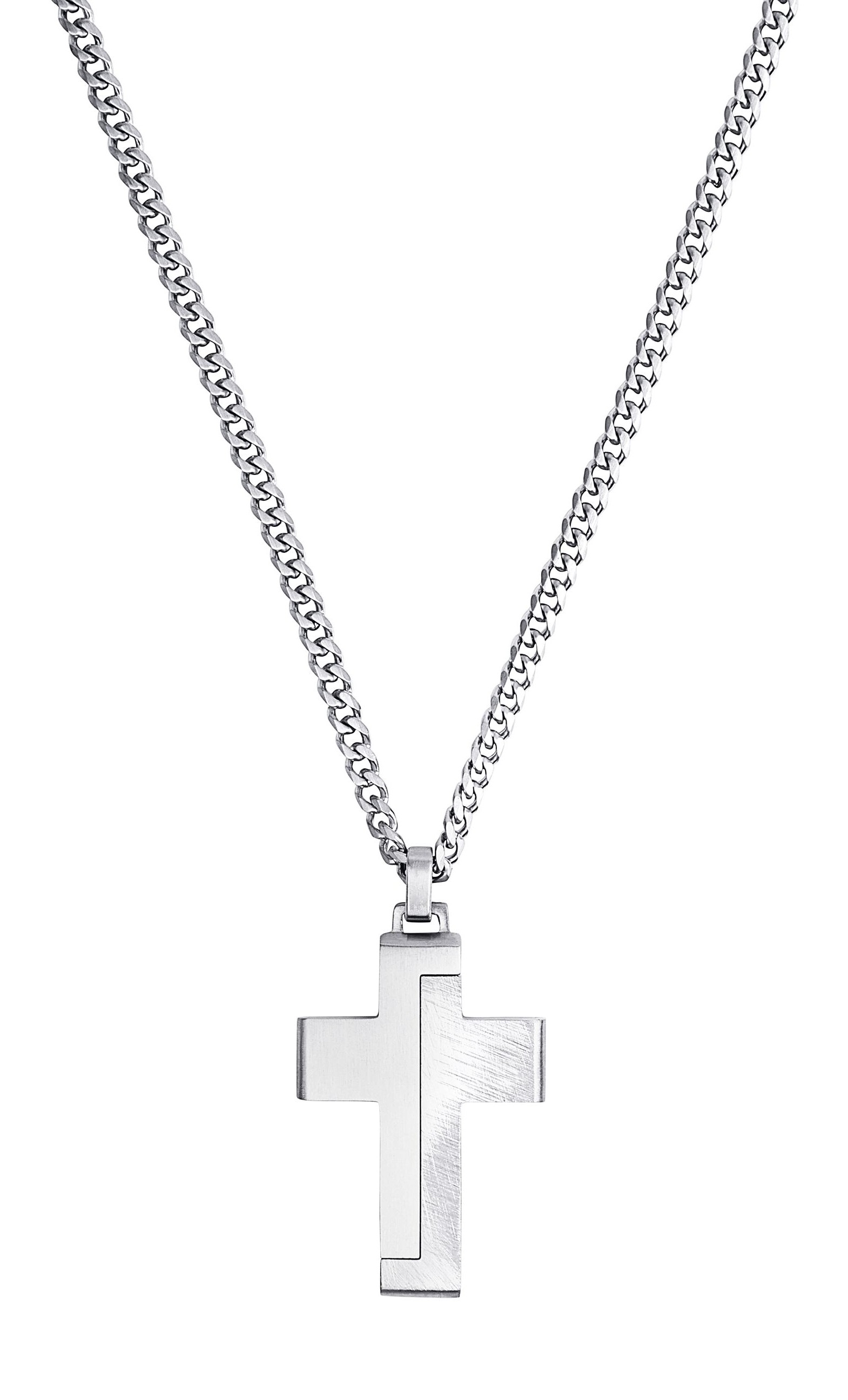 Tom Tailor Herren Halskette 2101298 Panzergliederung mit Anhänger Kreuz Edelstahl