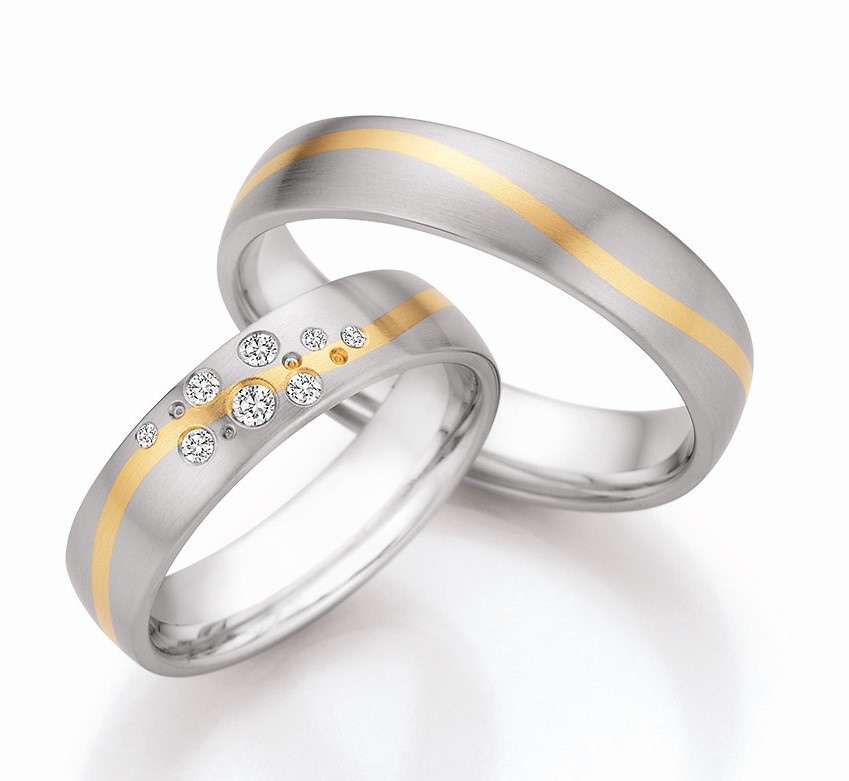 Eheringe Trauringe Ruesch 88/25030 88/25040 Gold & Steel Elegance