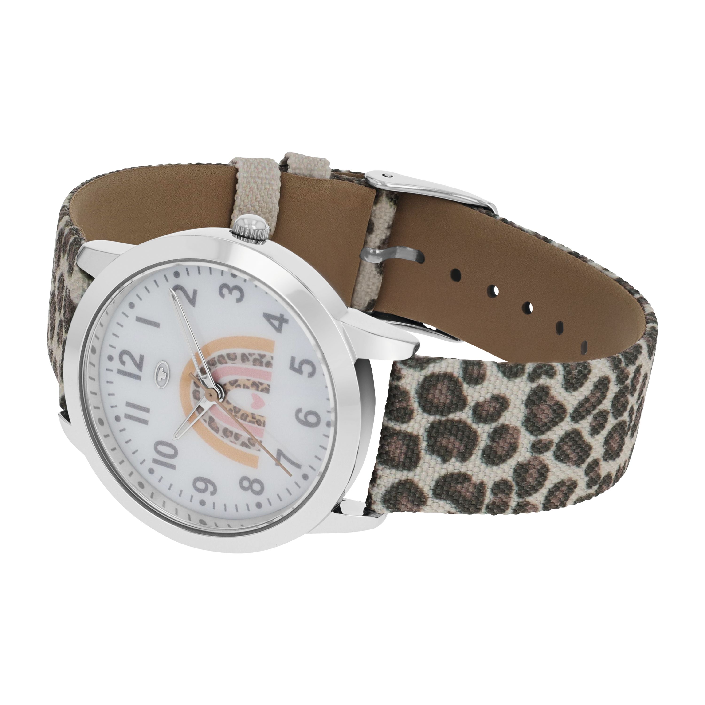 Tom Tailor Mädchen Armbanduhr 2100729 Textilband Leoparden-Print