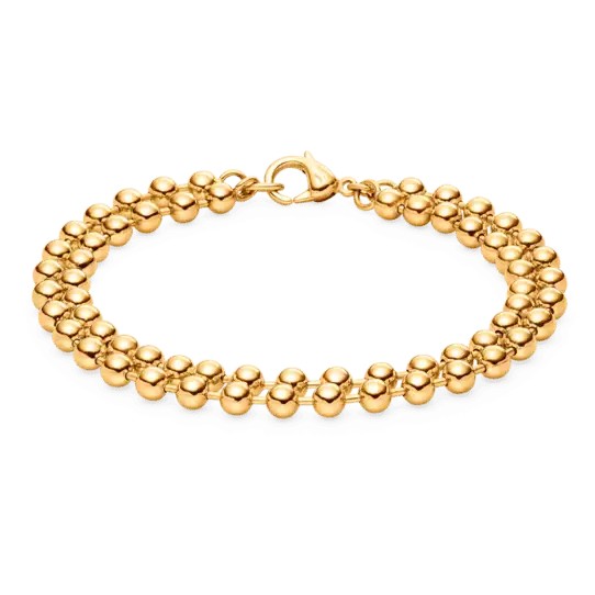 Boccia Damen Armband 03066-02 Kugeln zweireihig Titan Gelbgold IP