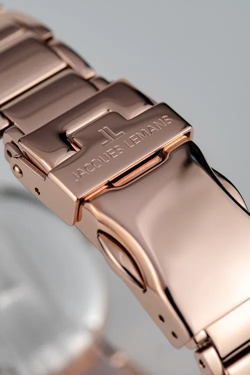 Jacques Lemans Damen Armbanduhr Monaco 42-7T Edelstahl IP Roséold Keramik beige