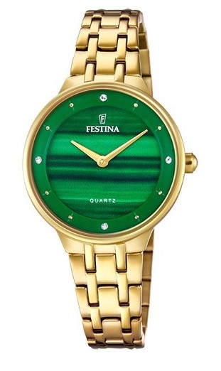 Festina Damen Armbanduhr F20601/B Mademoiselle Edelstahl gelbgold IP