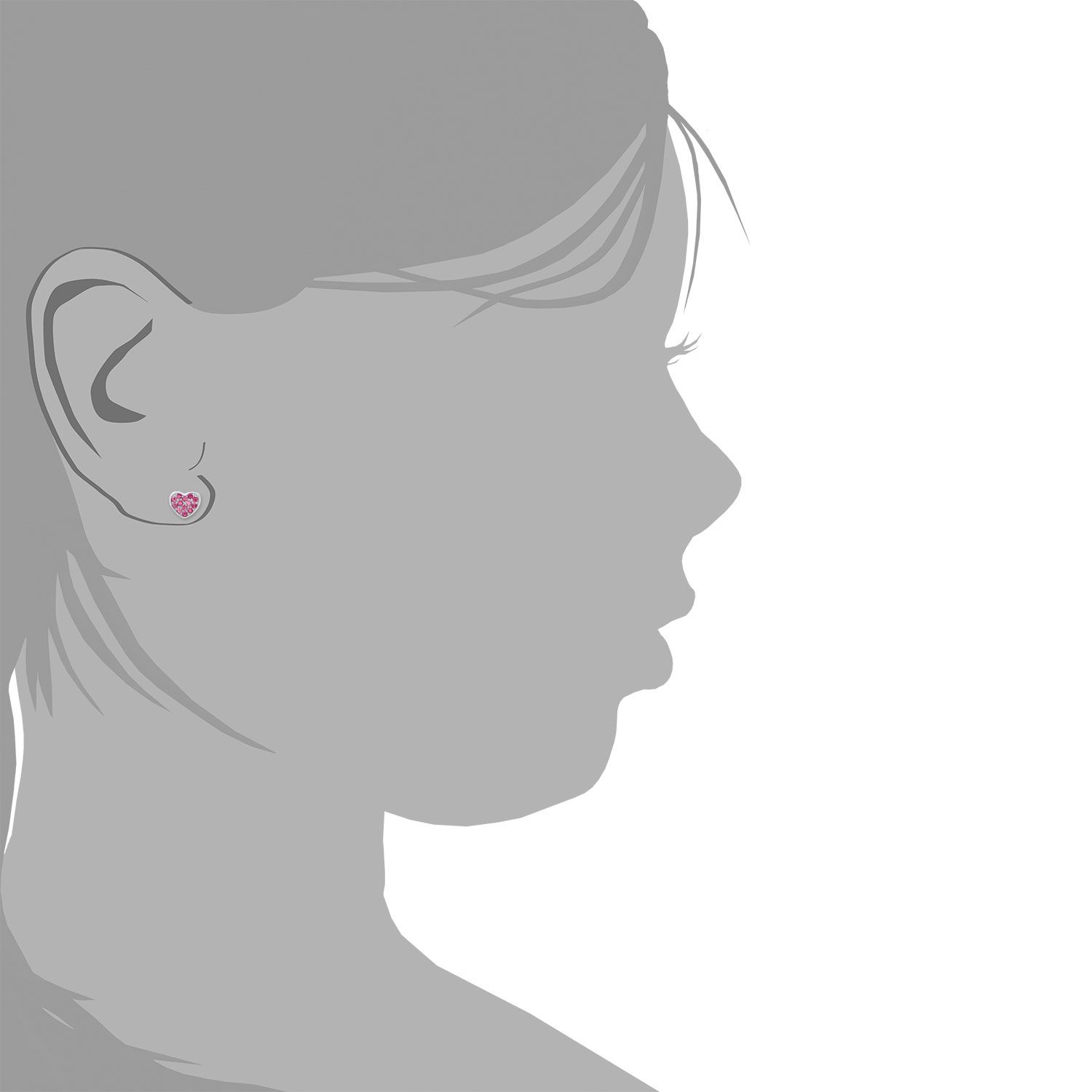 s.Oliver Mädchen Ohrstecker 2020867 Herz Silber synth. Zirkonia pink
