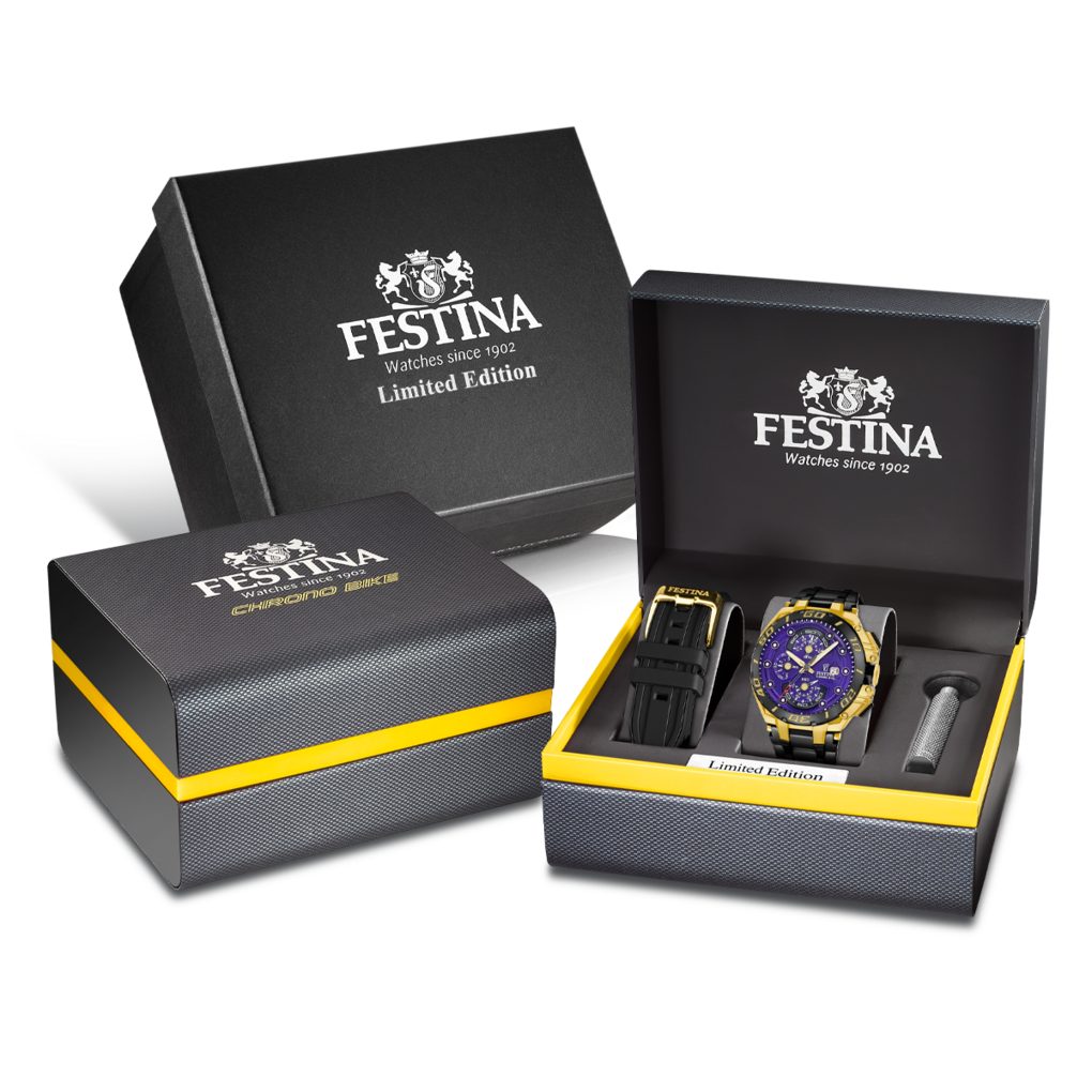 Festina Herren Armbanduhr F20781/GA Chrono Bike Lila, Schwarz und Gold - Limited Edition