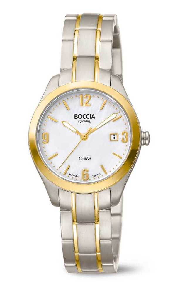 Boccia Damen Armbanduhr 3317-03 Style Reintitan bicolor mit Goldplattierung