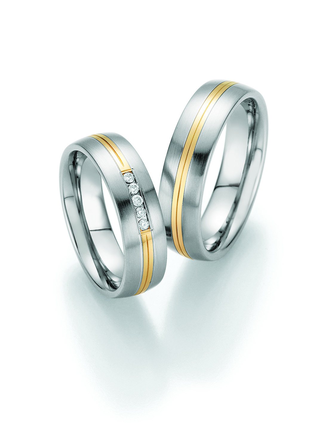 Eheringe Trauringe White Style Steel and Gold Sensation 585 Brilliant 88-60030 / 88-60040