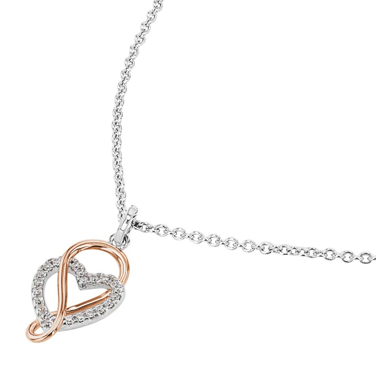 Tom Tailor Damen Halskette 2100582 Silber 925 mit Anhänger Herz-Infinity bicolor und synth. Zirkonia