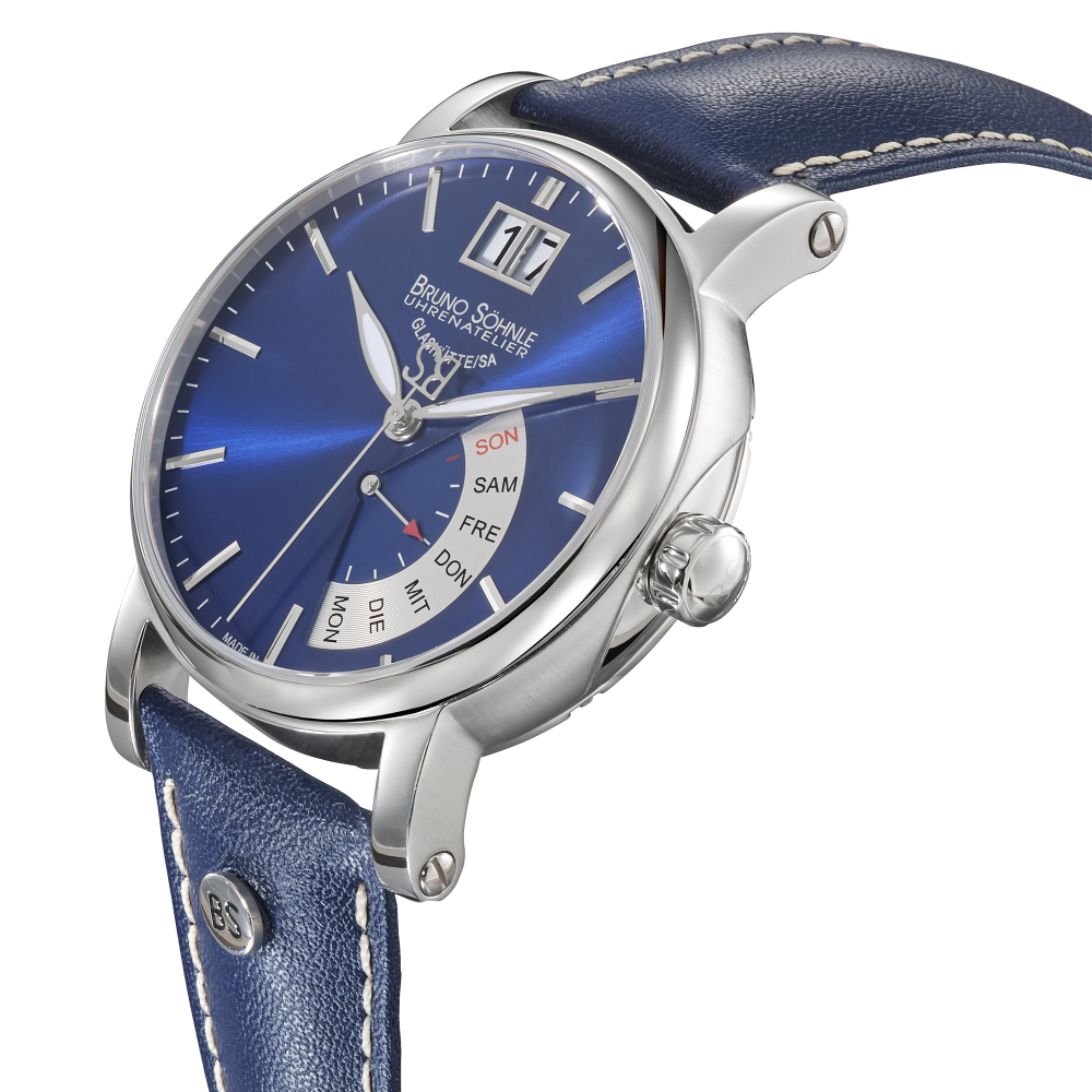 Bruno Söhnle Herren Armbanduhr 17-13073-341 Pesaro I Lederband blau