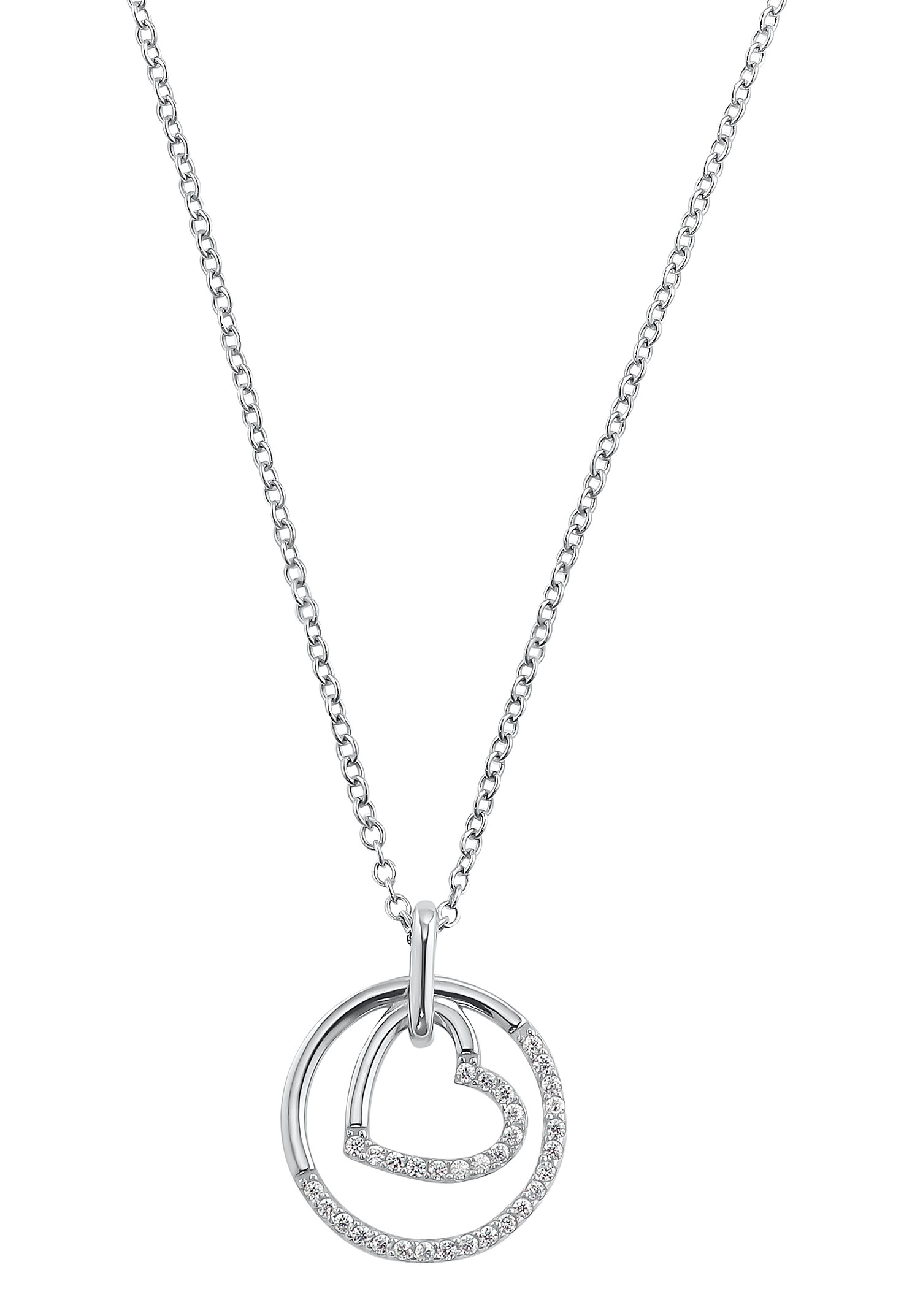 s.Oliver Damen Halskette 2034371 mit Anhänger Herz Silber 925 Zirkonia synth. 