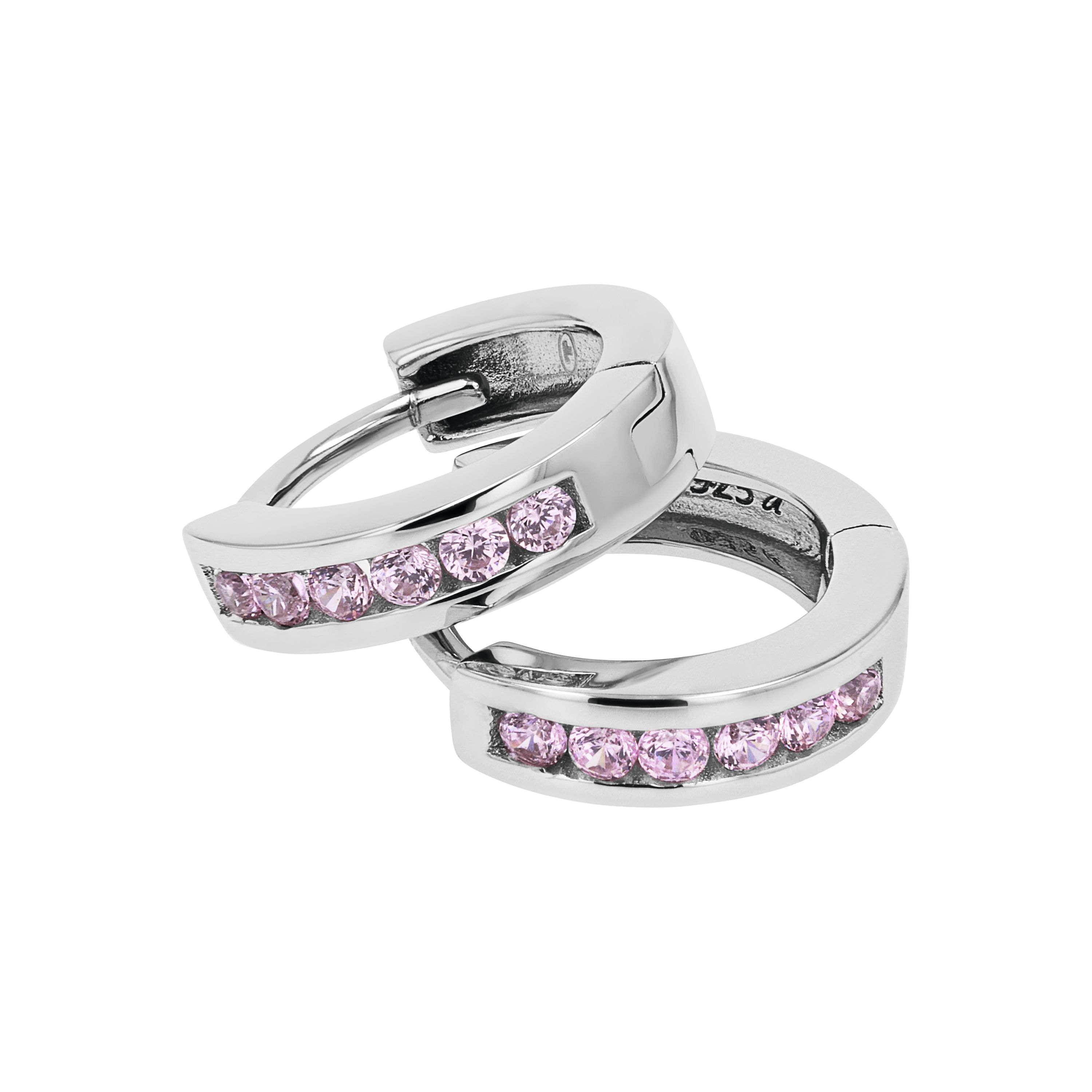 Tom Tailor Mädchen Creolen 2101384 Silber 925 synth. Zirkonia rosa