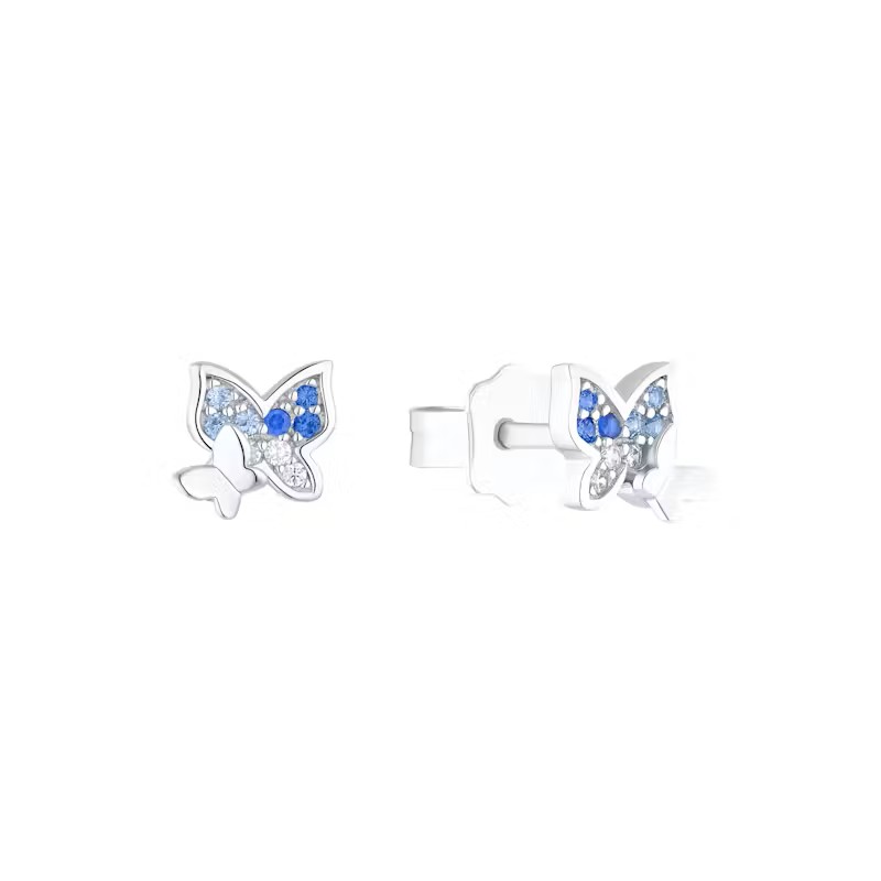 Lillifee Mädchen Ohrstecker 2037074 Schmetterling Silber 925 synth. Zirkonia blau