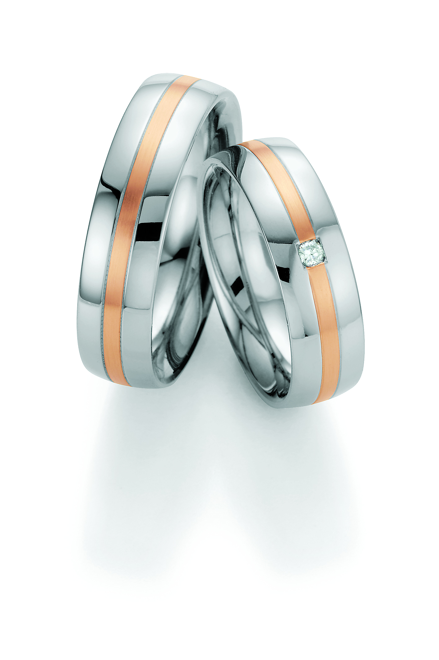 Eheringe Trauringe White Style Steel and Gold 585 Brilliant 88-01370 / 88-01370
