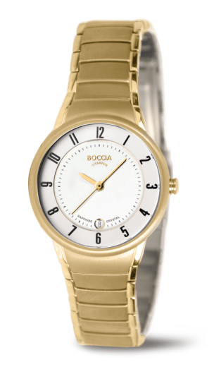 Boccia Damen Armbanduhr 3158-05 Classic Titan gelbgold IP