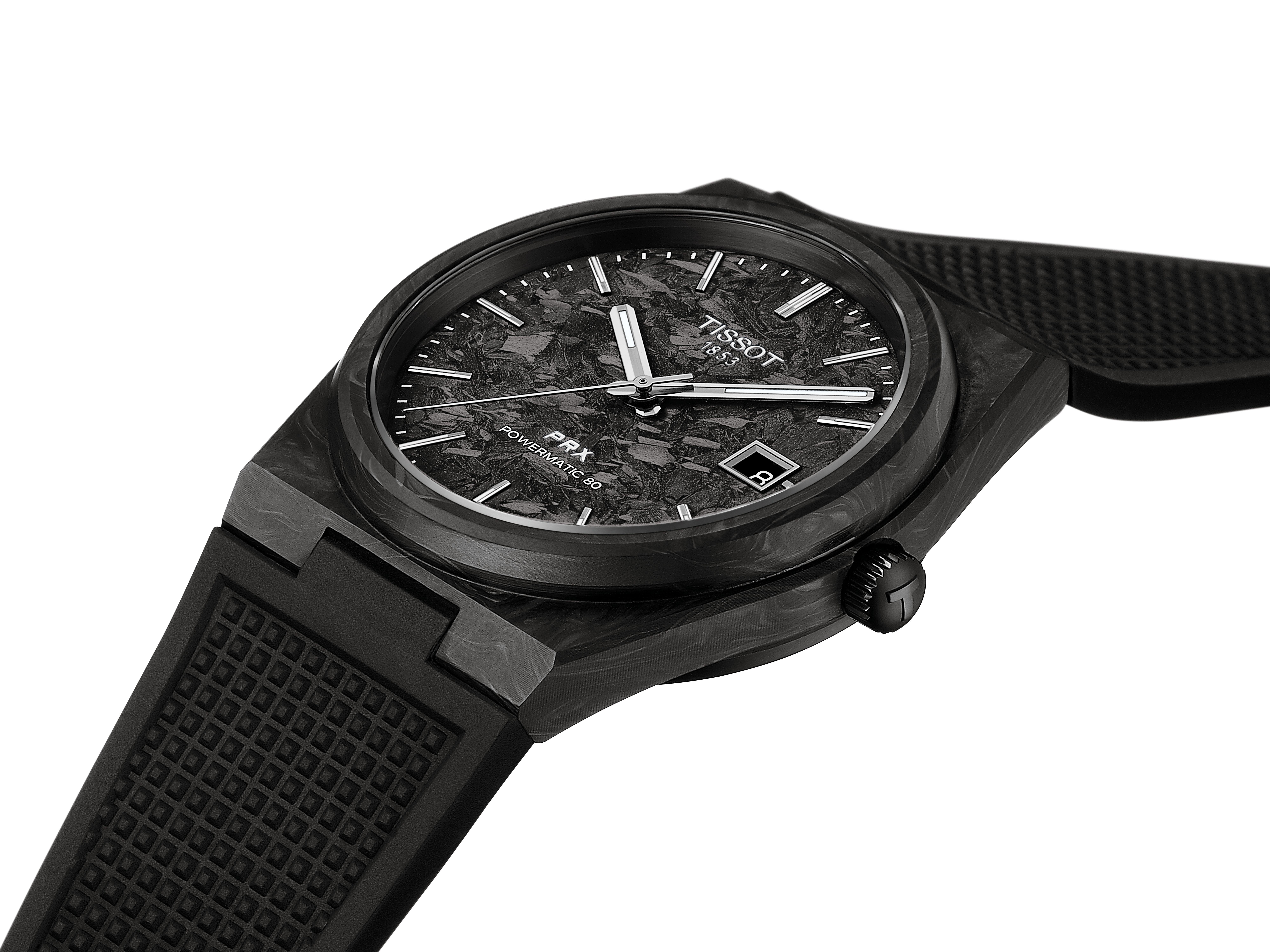 Tissot Herren Armbanduhr T137.907.97.201.00 PRX Carbon 40,5 mm Automatik mit Kautschukband schwarz