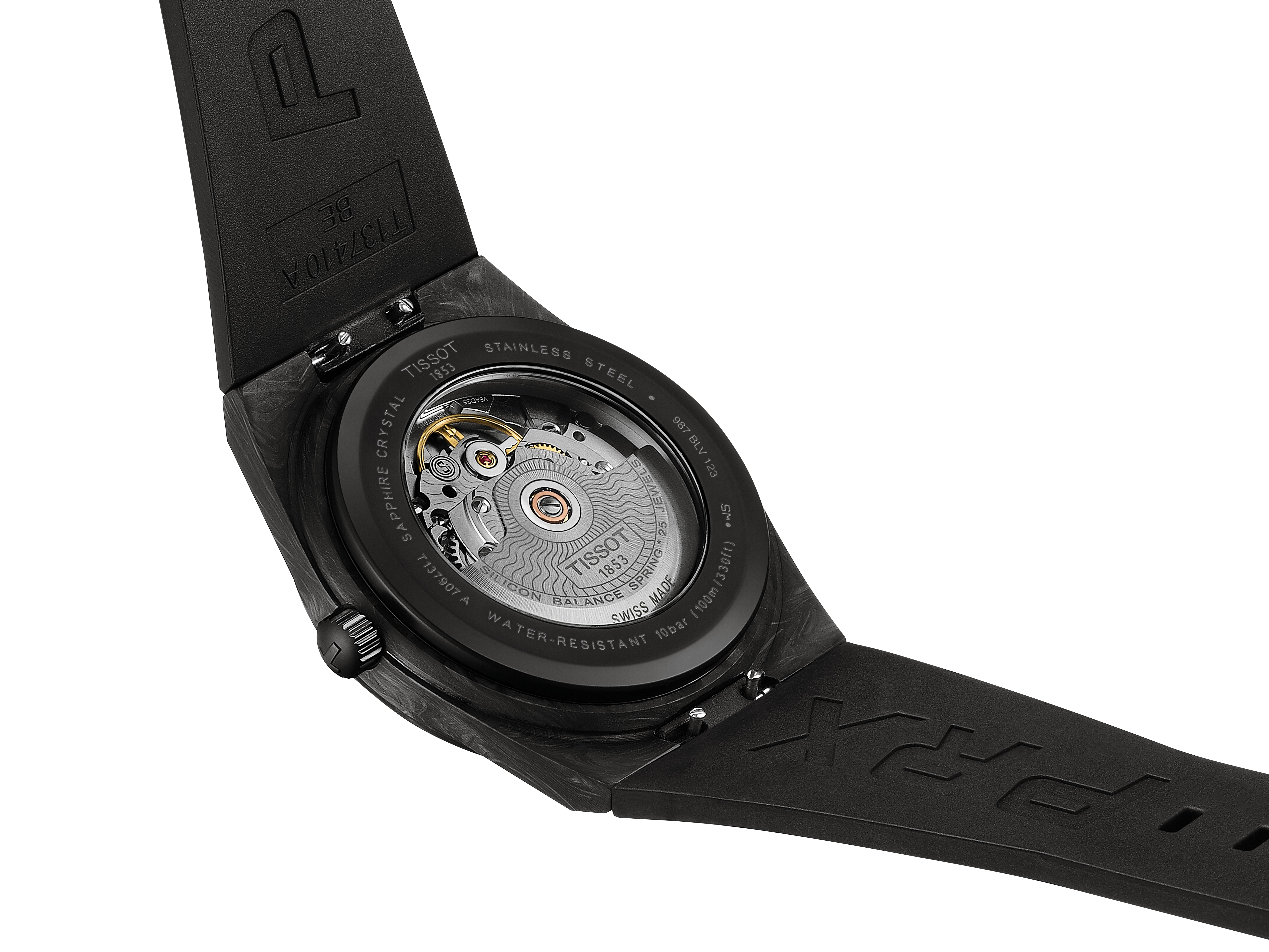 Tissot Herren Armbanduhr T137.907.97.201.00 PRX Carbon 40,5 mm Automatik mit Kautschukband schwarz