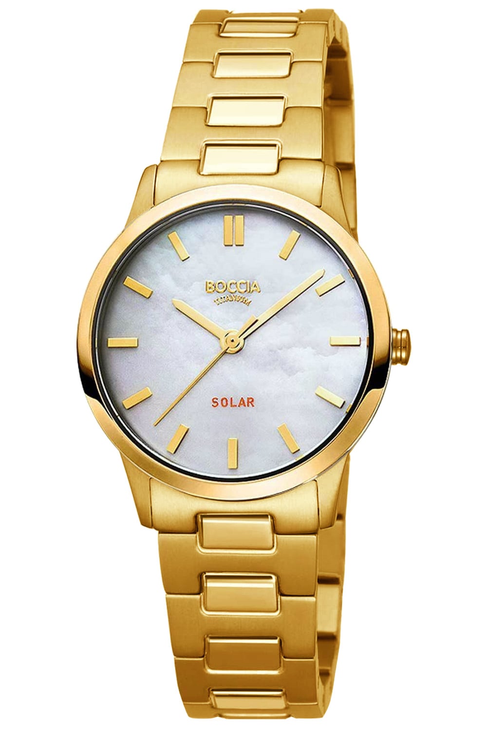 Boccia Damen Armbanduhr Solar 3363-05 Titan goldplattiert