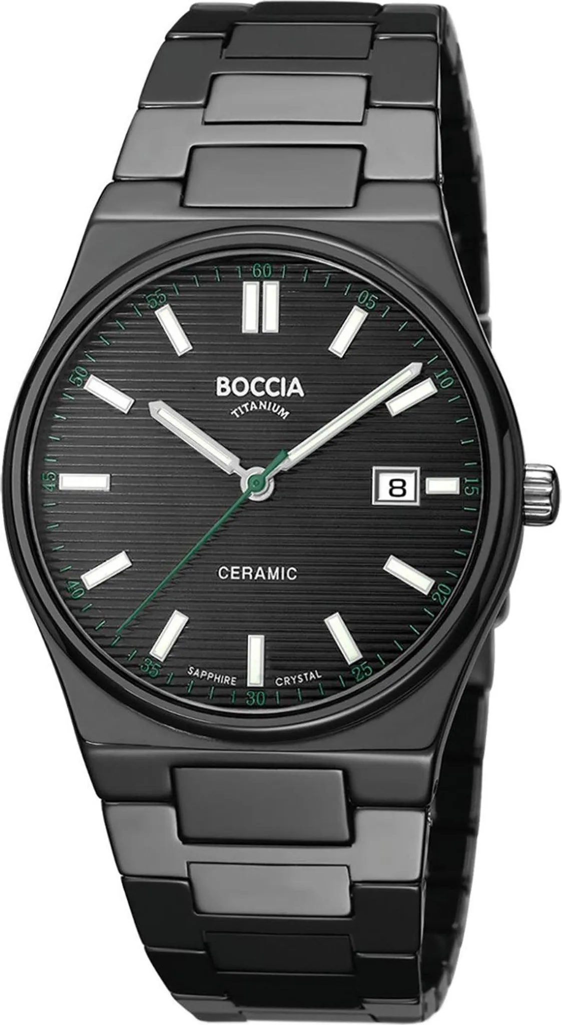 Boccia Herren Armbanduhr 3675-01 Ceramic schwarz Titan