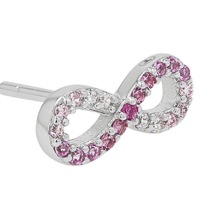 Tom Tailor Mädchen Ohrstecker 2100589 Silber 925 Infinity-Motiv mit synth. Zirkonia weiß und pink