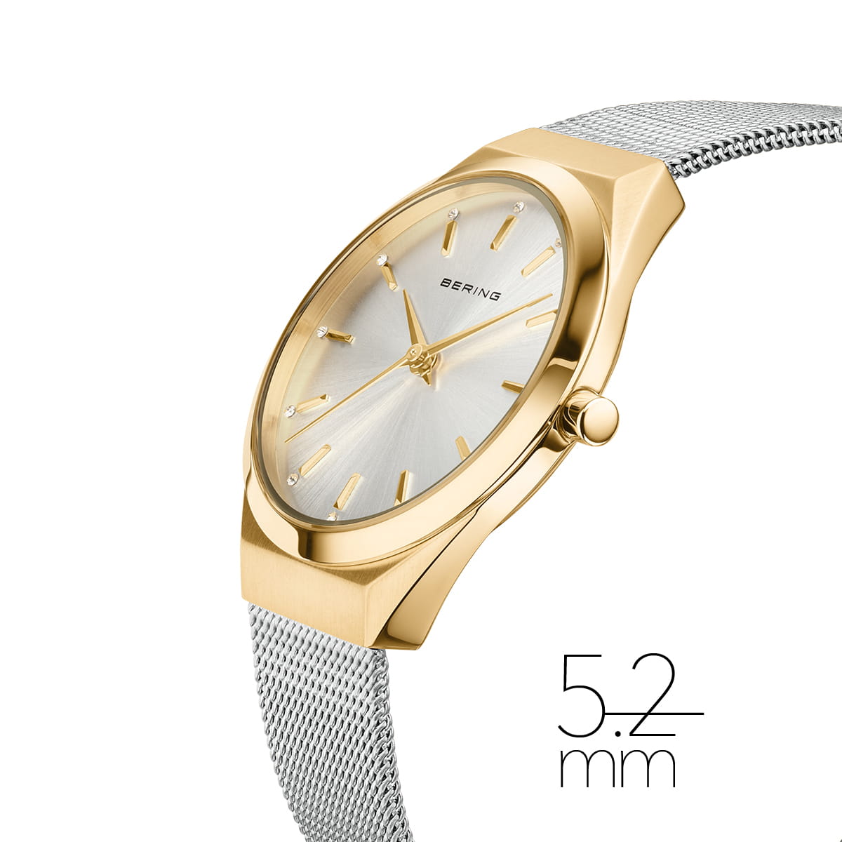 Bering Damen Armbanduhr 18729-010 Ultra Slim bicolor Milanaiseband