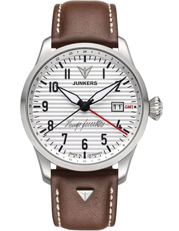 Junkers Herren Armbanduhr Automatik 9.58.04.03 Hugo Junkers GMT Lederband braun