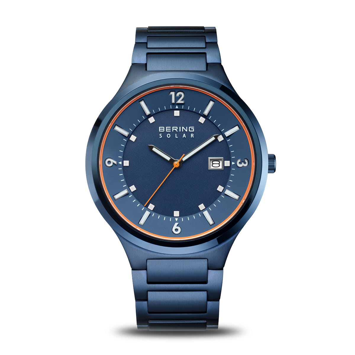 Bering Herren Armbanduhr 14442-797 Slim Solar Edelstahl blau