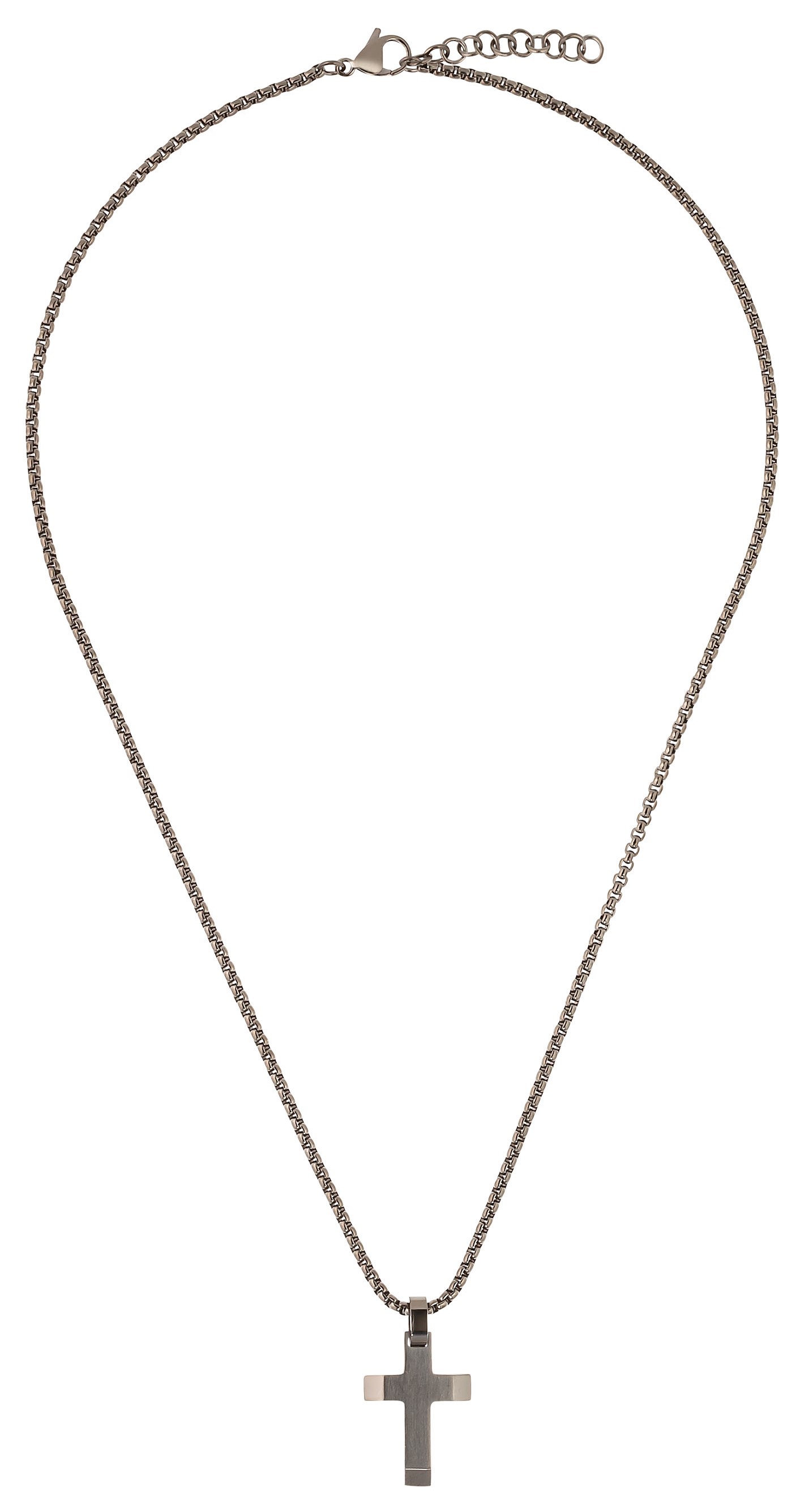 s.Oliver Kids Boys Halskette 2035807 mit Anhänger Kreuz Edelstahl IP Gun