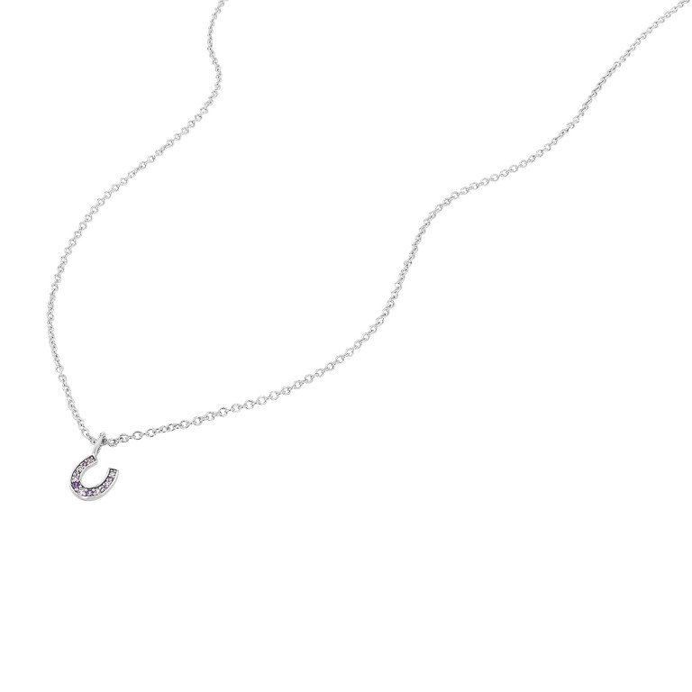Tom Tailor Mädchen Halskette 2100591 Hufeisen Silber 925 synth. Zirkonia lila rosa