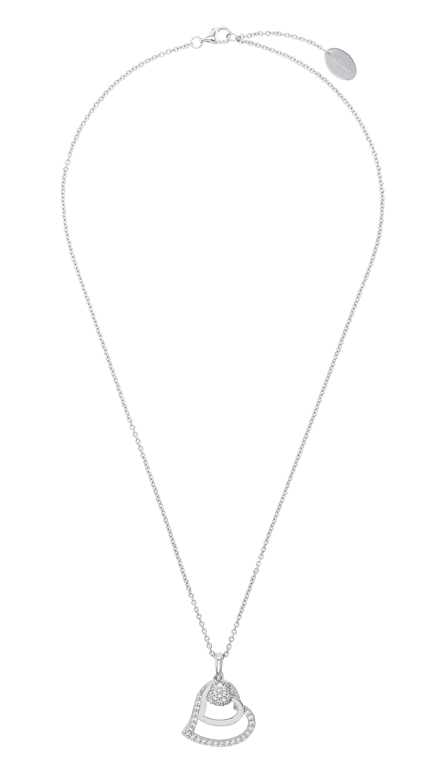 s.Oliver Damen Halskette 9082575 Herz Zirkonia Silber 925
