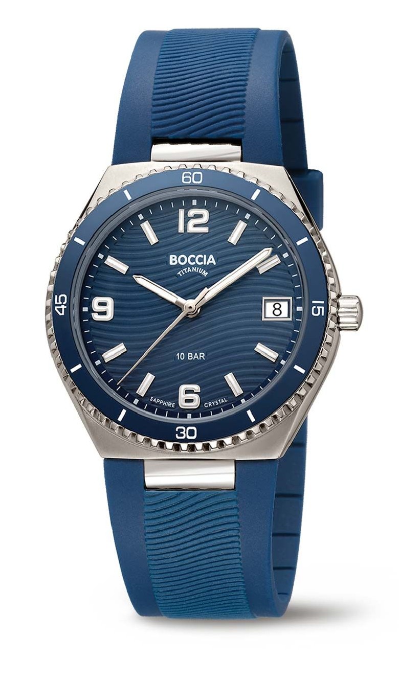 Boccia Damen Armbanduhr 3375-02 Titan Ceramic PU-Band blau