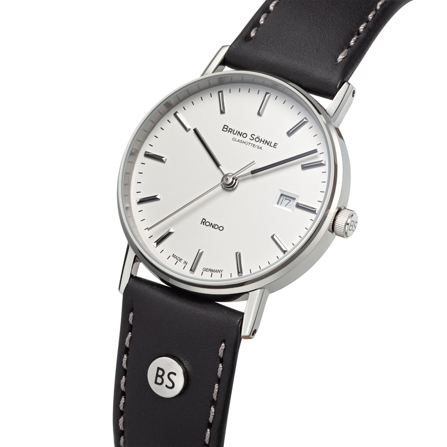 Bruno Söhnle Damen Armbanduhr 17-13106-241 Rondo Edelstahl Lederband schwarz