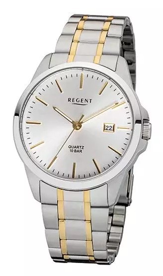 Regent Herren Armbanduhr F-1013 Edelstahl bicolor