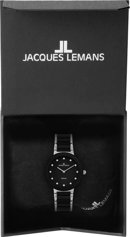 Jacques Lemans Damen Armbanduhr Monaco 42-7G Edelstahl Keramik schwarz