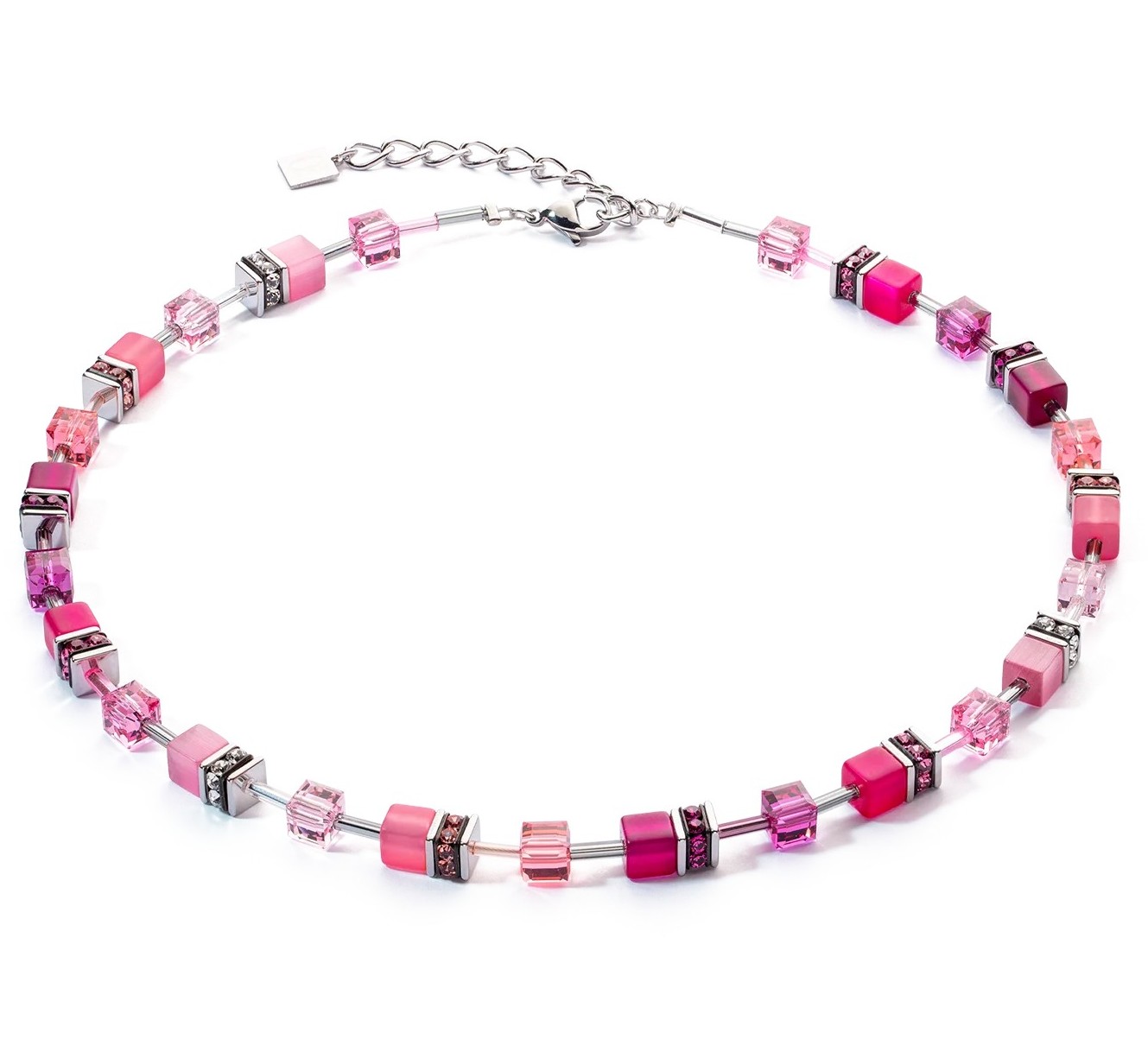 Coeur De Lion Damen Halskette 2838/10-0422 GeoCUBE® Iconic Viva Magenta