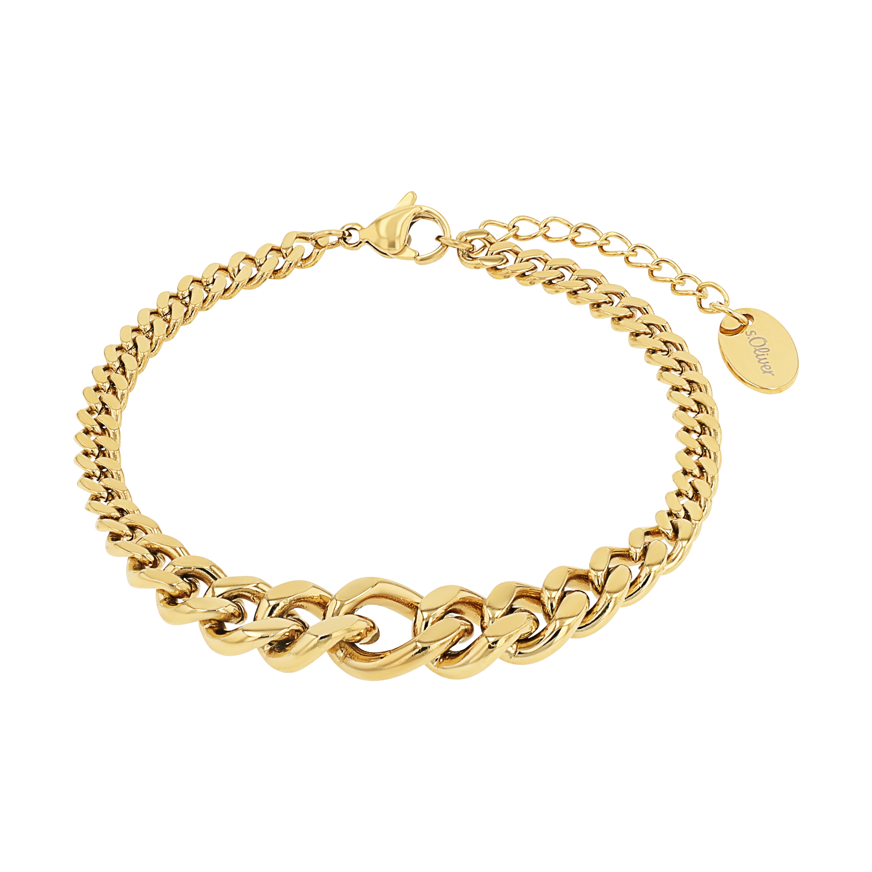 s.Oliver Damen Armband 2039750 Edelstahl gelbgold IP Panzergliederung