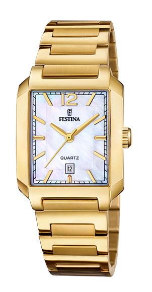 Festina Damen Armbanduhr On the Square F20680/2 Edelstahl gelbgold IP