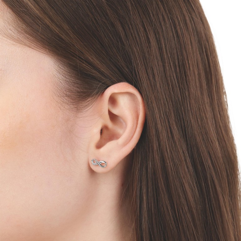 Tom Tailor Damen Ohrstecker Infinity 2100585 Silber 925 synth. Zirkonia