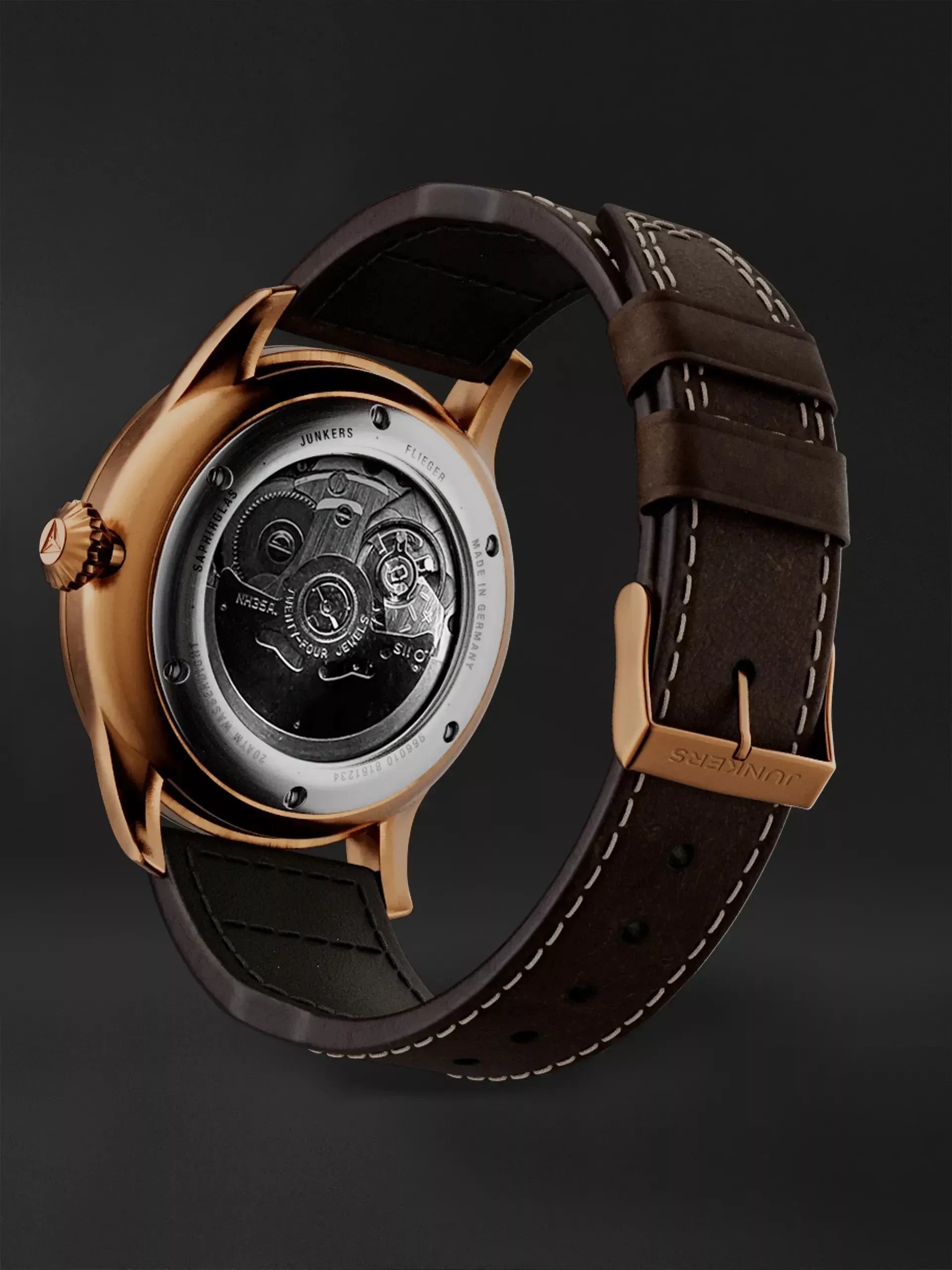 Junkers Herren Armbanduhr Flieger GMT 9.66.01.02 Lederband braun 