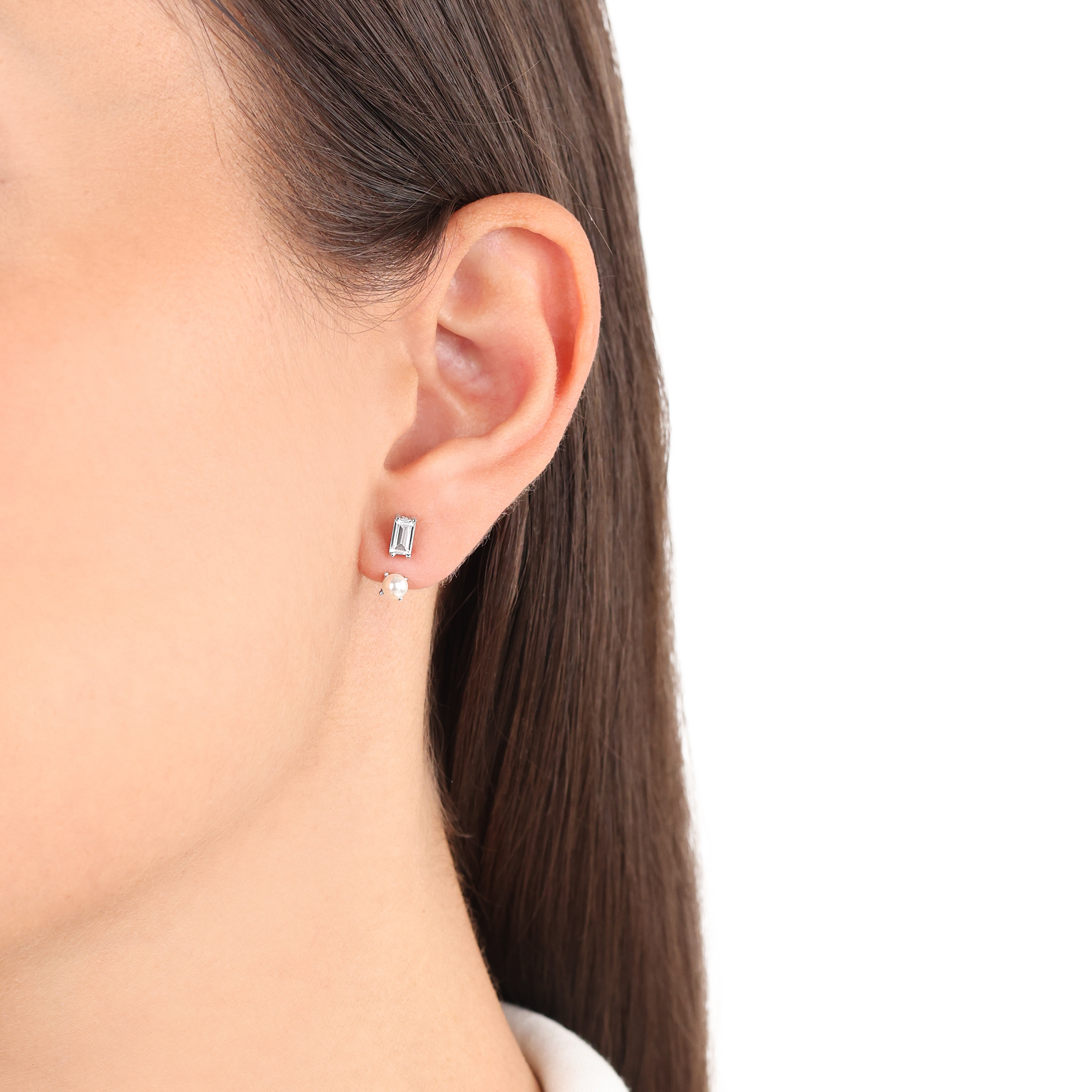 s.Oliver Damen Ohrstecker 2039699 Silber 925 synth. Zirkonia, Süßwasserzuchtperle