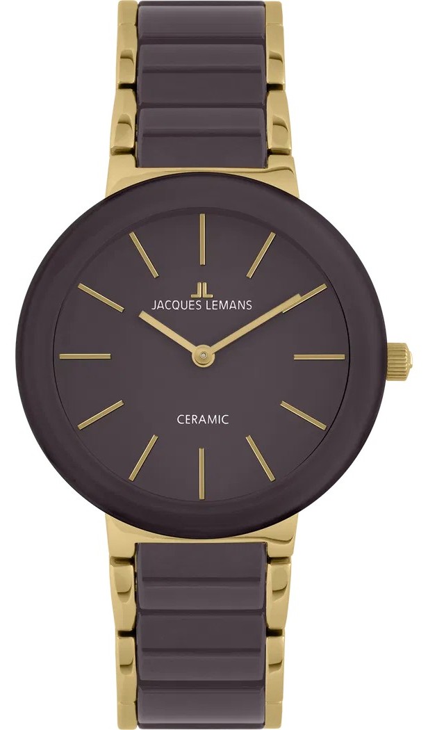 Jacques Lemans Damen Armbanduhr Monaco 42-7ZE Edelstahl IP Gold Keramik braun
