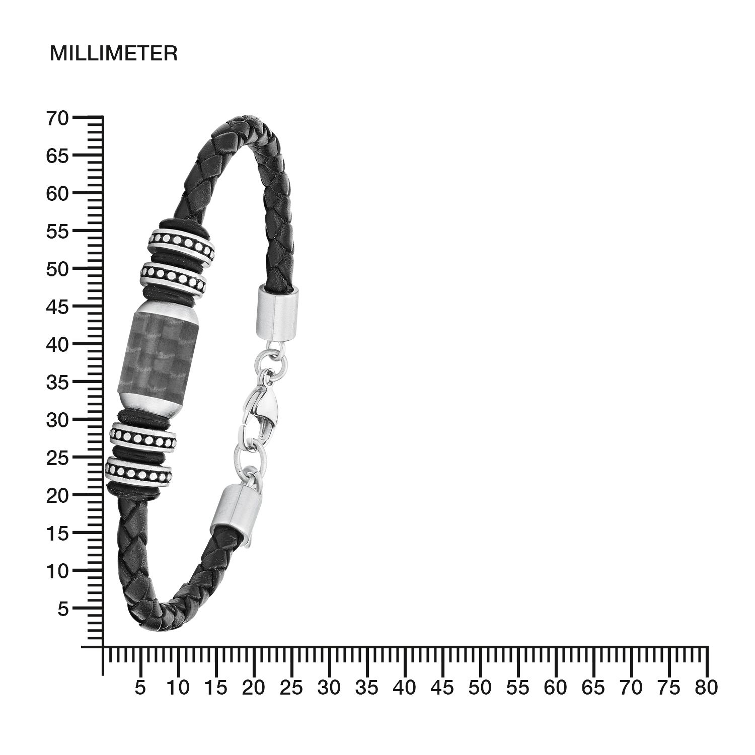 s.Oliver Herren Armband 2026108 Leder Edelstahl Carbonbeads
