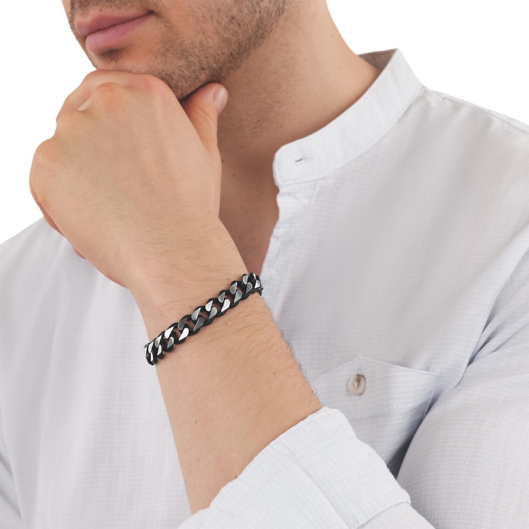 Tom Tailor Herren Armband 2100635 Panzergliederung Edelstahl bicolor schwarz 