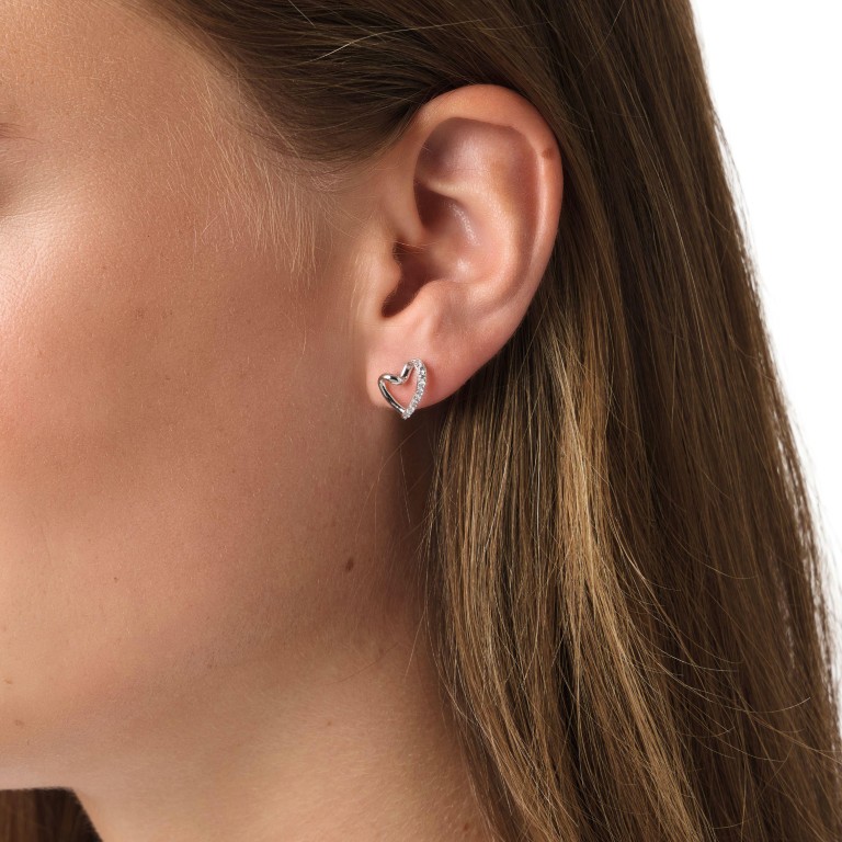 Tom Tailor Damen Ohrstecker 2101817 Silber 925 Herz-Motiv mit synth. Zirkonia